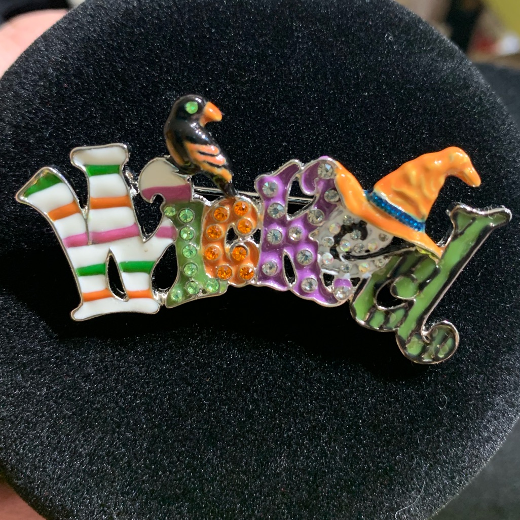 Nib Kirk Folly Wicked Halloween Pin Silvertone
